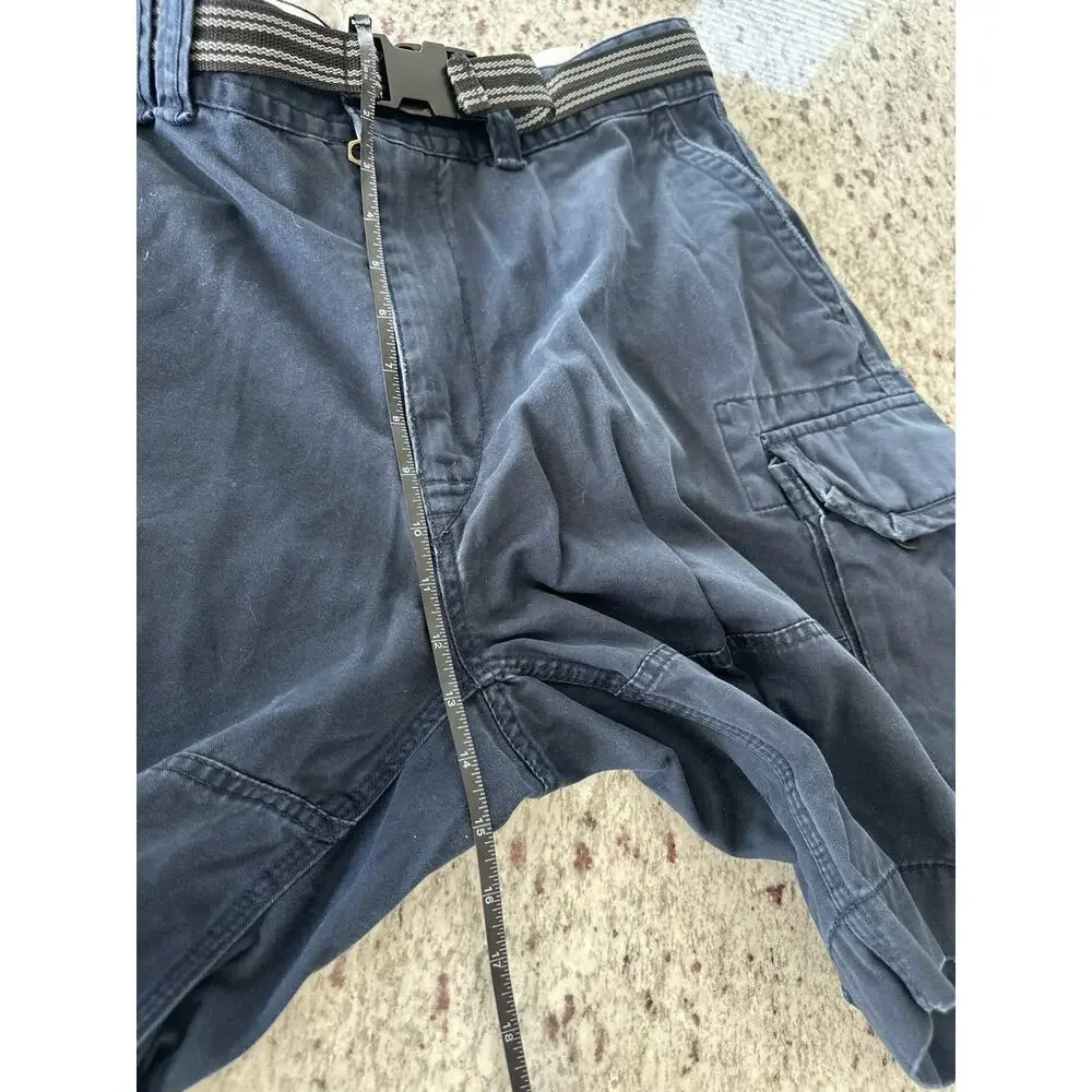 Polo Ralph Lauren Men's Blue Cotton Cargo Shorts Solid Flat Front Button 38